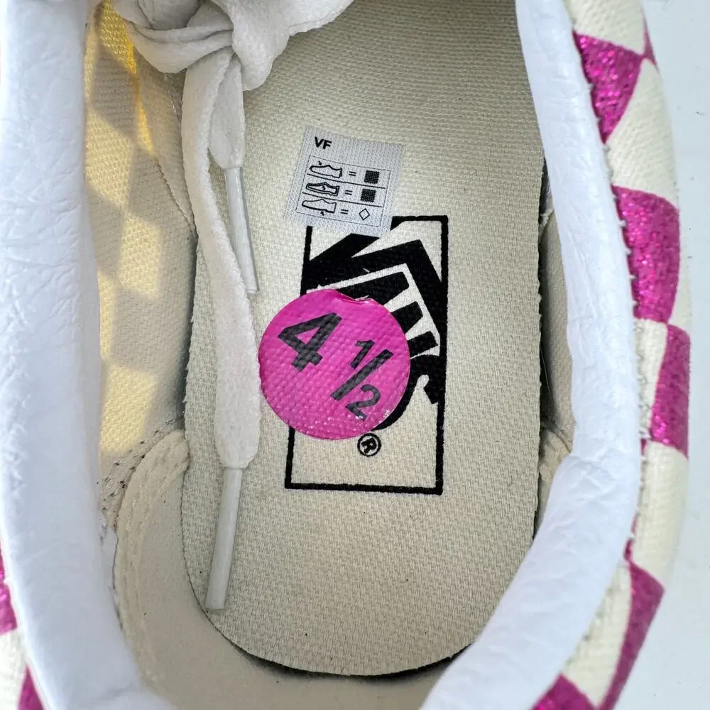 VANS Old Skool Sneakers Unisex Size M4.5 W6 White Multi Glitter Check Lace Up